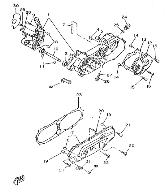 Yamaha 90110-06825 Bolt, Hexagon Socket Head — shown on the Crankcase parts diagram