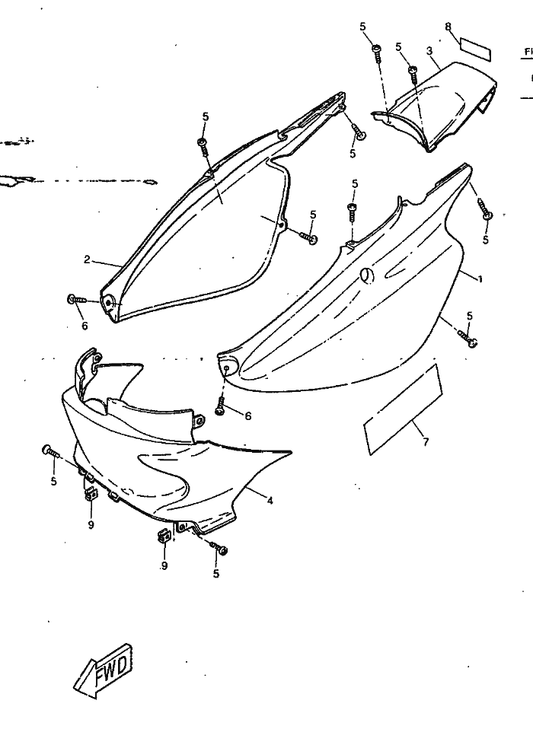 Yamaha 4SB-F1721-00-4B Cover, Side 2 — shown on the Side Cover parts diagram