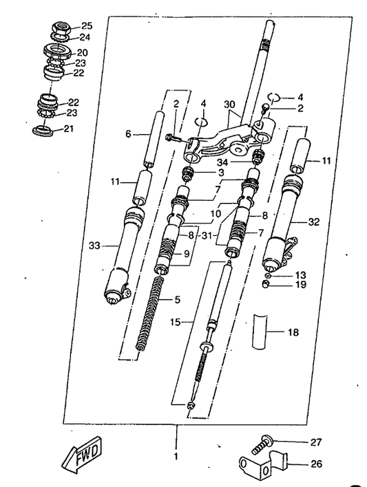 Yamaha 4SB-F3427-01 Washer — shown on the Front Fork parts diagram