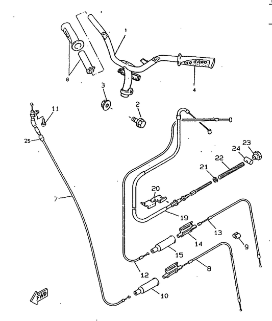 Yamaha 4SB-F6351-00 Cable, Brake — shown on the Steering Handle & Cable parts diagram