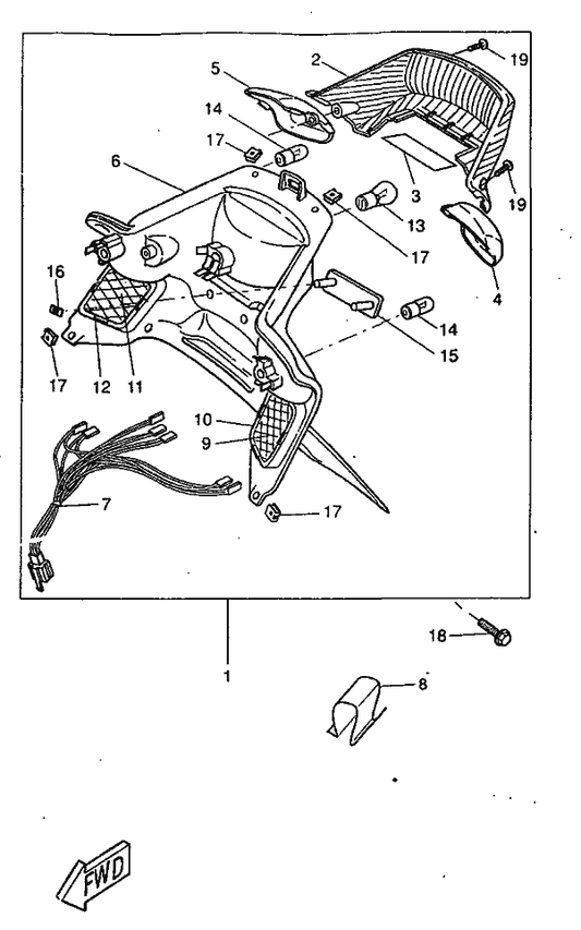 Yamaha 4SB-H4743-00 . Lens, Licence Light — shown on the Taillight parts diagram