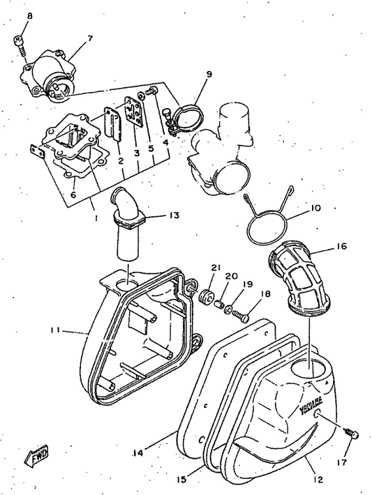 Yamaha 3WG-E4437-00 . Duct — shown on the Intake parts diagram