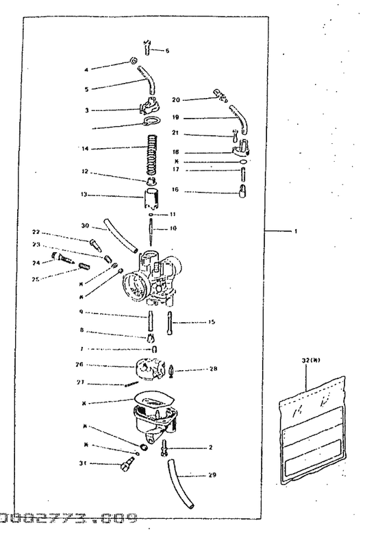 Yamaha 5AD-E4342-00 . Jet, Pilot — shown on the Carburetor parts diagram