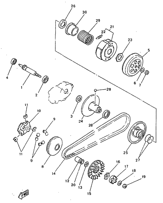 Yamaha 5BR-E7664-00 Pin, Guide — shown on the Clutch parts diagram