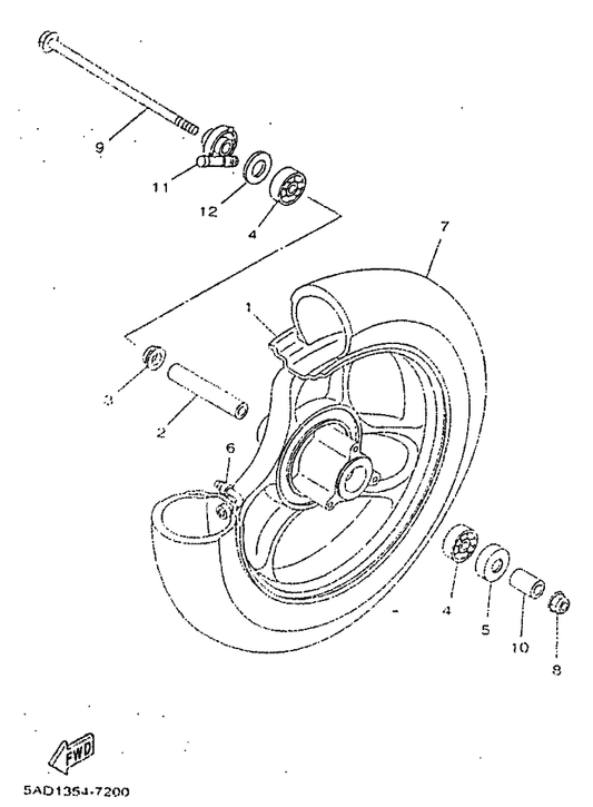 Yamaha 5AD-F5190-00 Gear Unit Assy — shown on the Front Wheel parts diagram