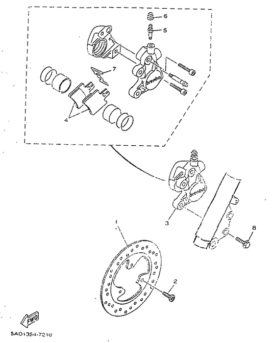 Yamaha 5AD-F5831-00 Disc, Brake — shown on the Front Brake Caliper parts diagram