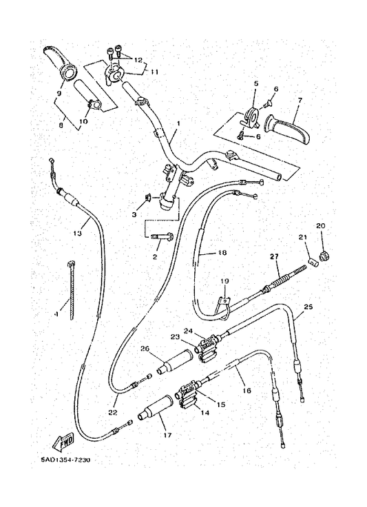 Yamaha 5AD-F6311-01 Cable, Thorttle 1 — shown on the Steering Handle & Cable parts diagram