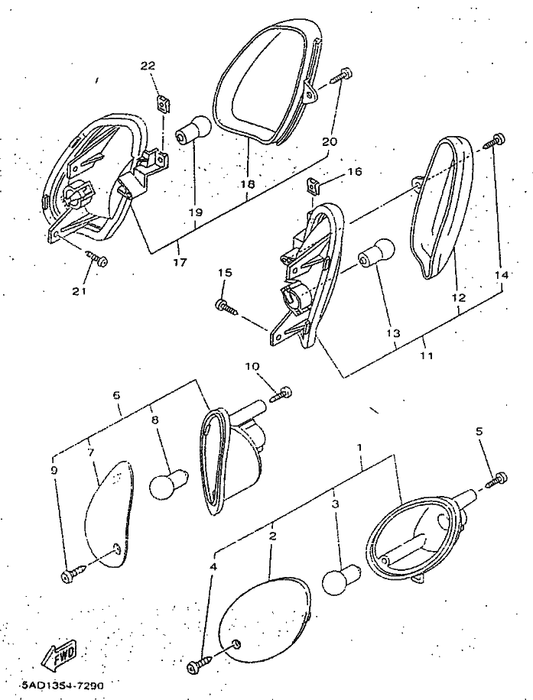 Yamaha 5AD-H3322-00 . Lens, Flasher 2 — shown on the Flasher Light parts diagram