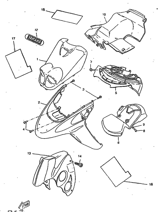 Yamaha 4UP-F1519-00 Mole, Fender — shown on the Fender parts diagram