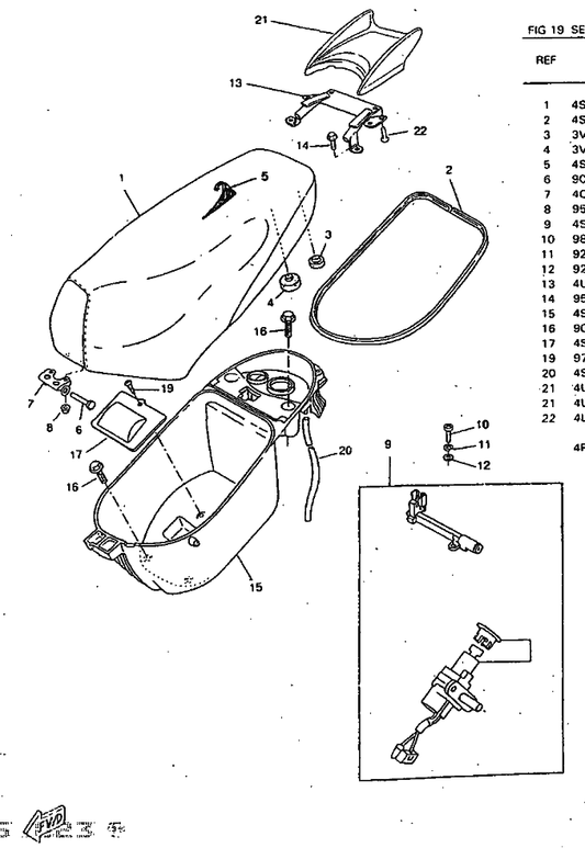 Yamaha 4SB-H2021-02 Key Set — shown on the Seat & Carrier parts diagram