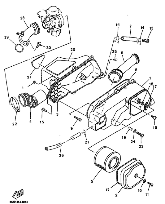 Yamaha 90446-14X00 Hose — shown on the Intake parts diagram