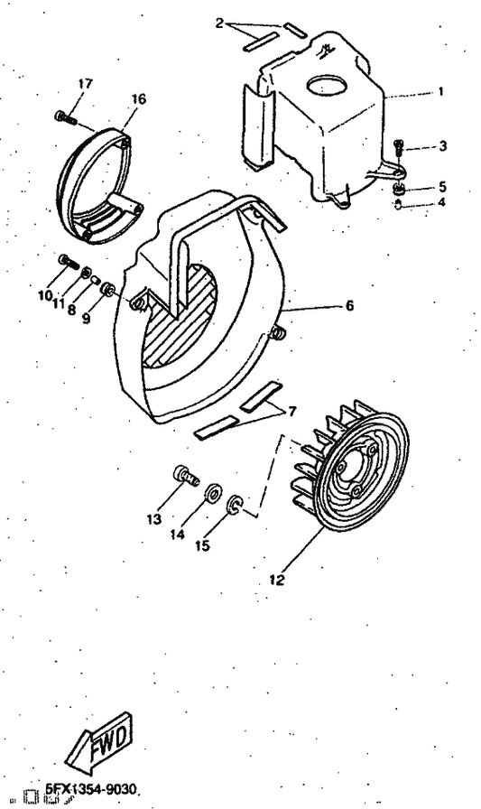 Yamaha 90153-06022 Screw, Hexagon — shown on the Air Shroud & Fan parts diagram