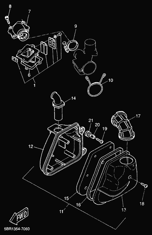 Yamaha 97780-50125 . Screw, Tapping — shown on the Intake parts diagram