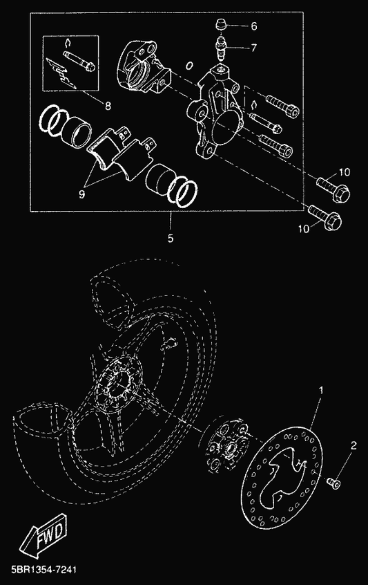 Yamaha 5BR-F5811-00 . Pad, Caliper 2 — shown on the Rear Brake Caliper parts diagram