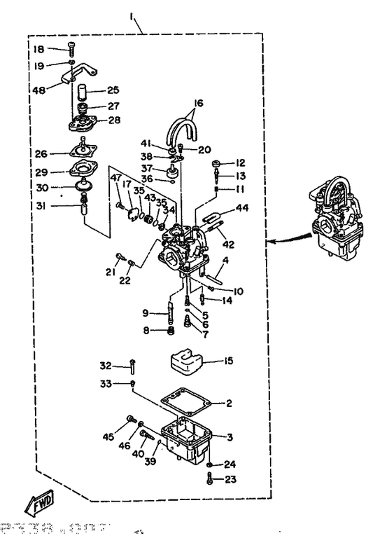 Yamaha 44J-14349-00 . Pipe — shown on the Carburetor parts diagram