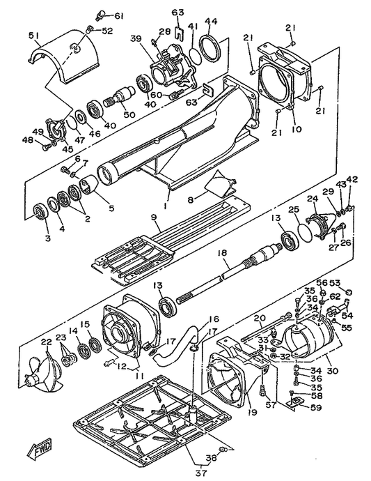 Yamaha 90201-06M08 . Washer, Plate — shown on the Jet Unit 1 parts diagram