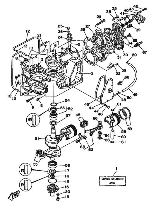 Yamaha 97013-08025 . Bolt — shown on the Cylinder & Crankcase parts diagram