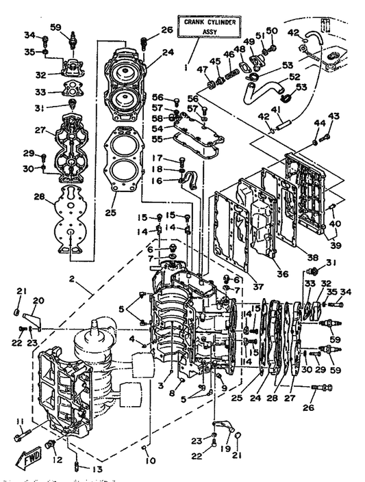 Yamaha 90465-08028 . Clamp — shown on the Cylinder & Crankcase parts diagram
