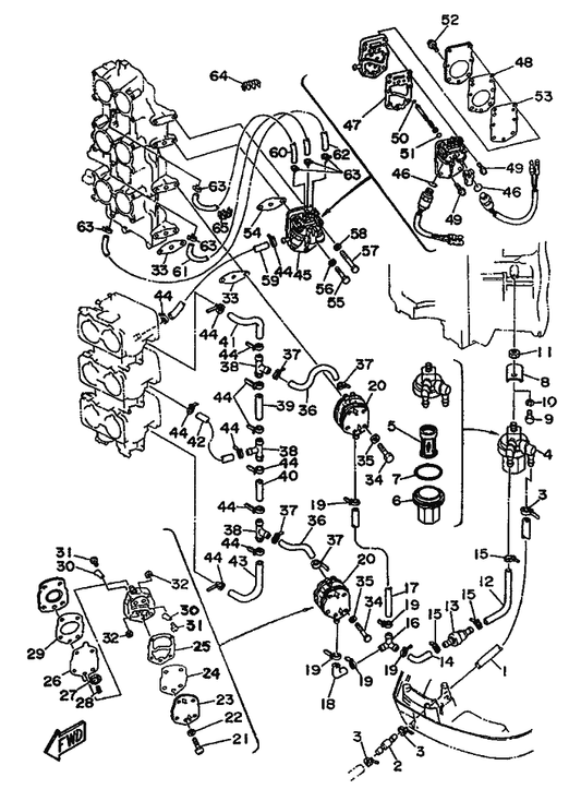 Yamaha 93210-32738 . Joint Torique — shown on the Fuel parts diagram