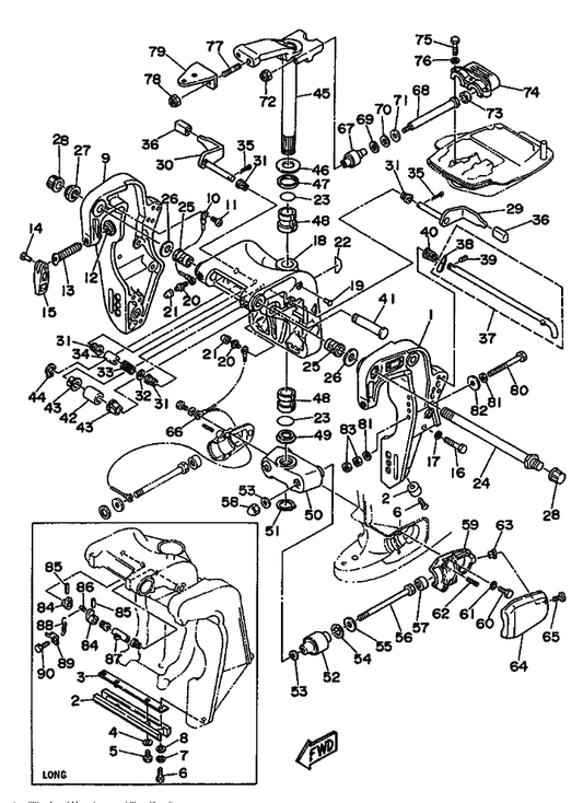 Yamaha 98580-06016 . 598 Screw, Pan Head — shown on the Bracket 1 parts diagram