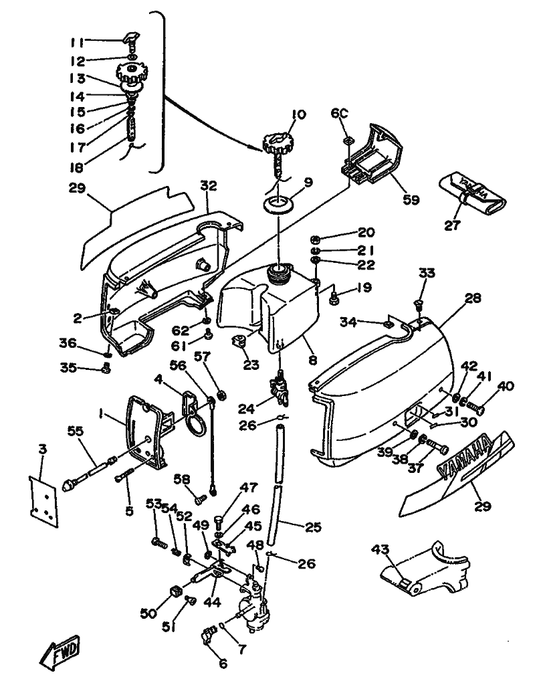 Yamaha 98580-06040 Screw, Pan Head — shown on the Cowling & Fuel parts diagram