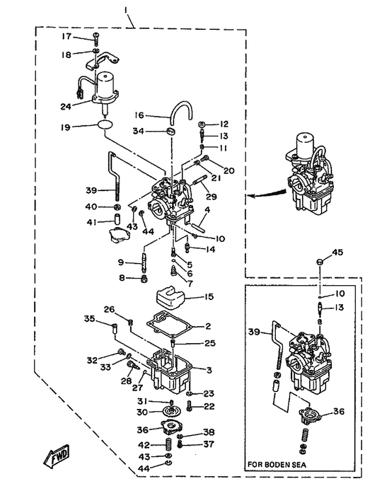 Yamaha 1HV-14147-00 . 0-リング — shown on the Carburetor parts diagram