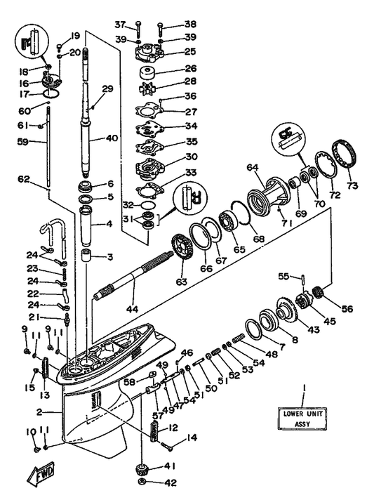 Yamaha 93210-49046 . . O-Ring — shown on the Lower Casing & Drive parts diagram