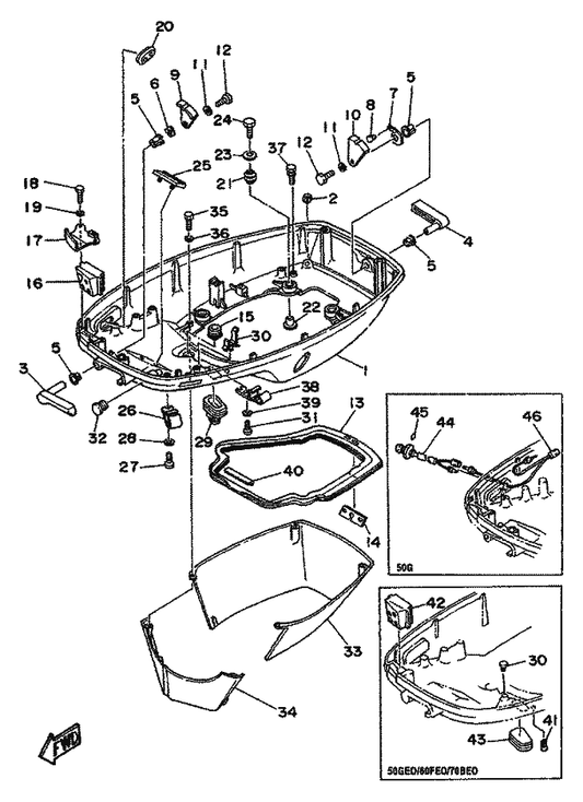 Yamaha 90464-15M08 Bride — shown on the Bottom Cowling parts diagram