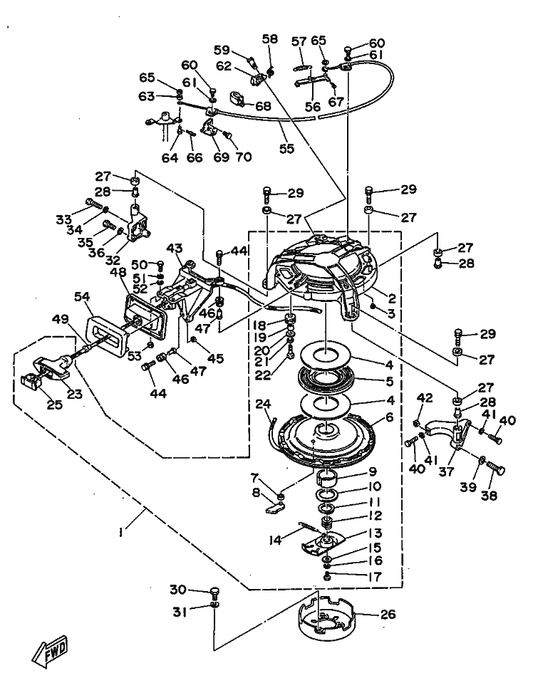 Yamaha 97017-06025 . Bolt — shown on the Starter parts diagram