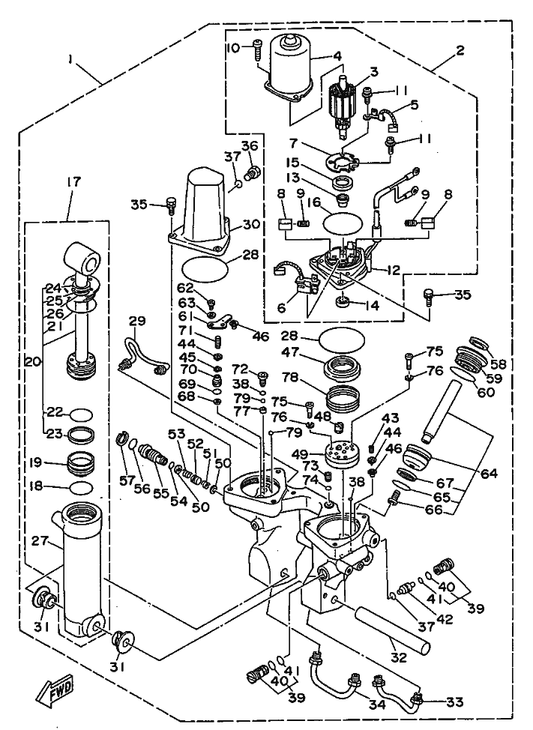 Yamaha 98517-04025 . Screw, Pan Head — shown on the Power Trim & Tilt Assy 2 parts diagram
