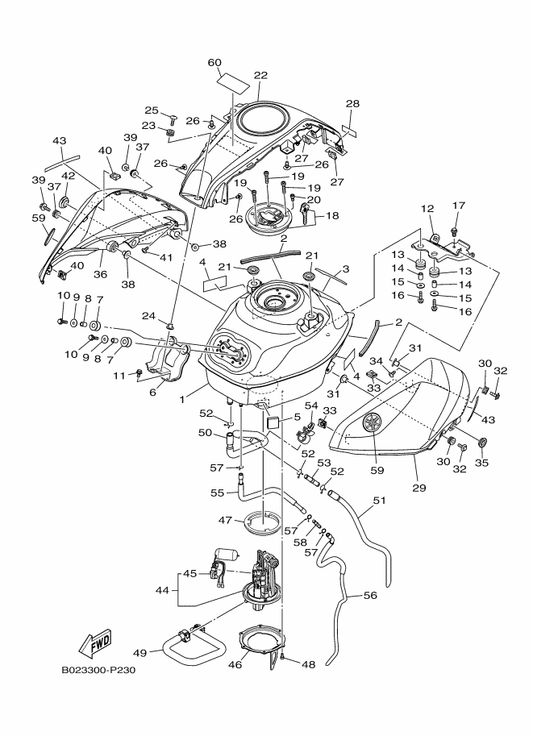 Yamaha 1WD-F4139-00-P1 Cover, Side 2 — shown on the Fuel Tank parts diagram