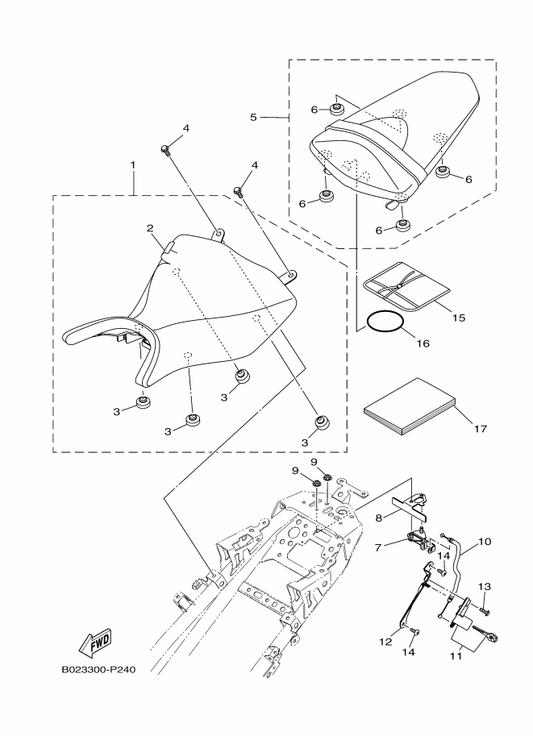 Yamaha BR5-F8199-E0 Manual,Owner'S — shown on the Seat parts diagram