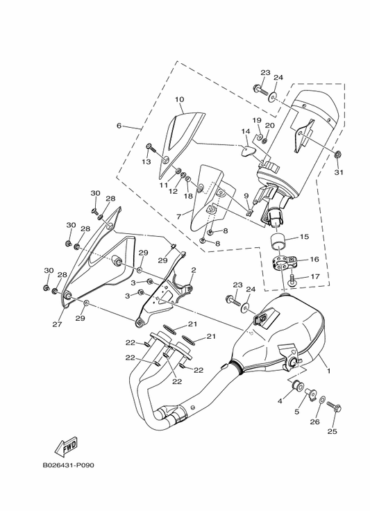 Yamaha 90387-068N4 . Collar — shown on the Exhaust parts diagram