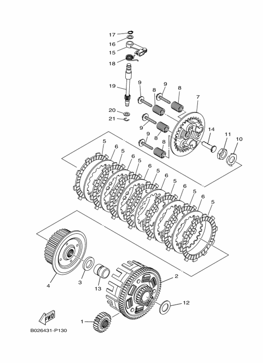Yamaha 1WD-E6337-00 Screw, Spring — shown on the Clutch parts diagram