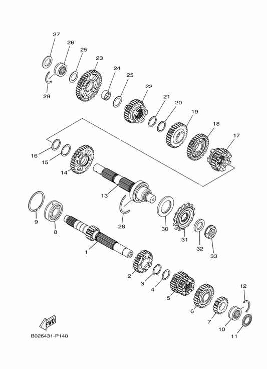 Yamaha 2MS-E7151-00 Gear, 5Th Pinion (25T) — shown on the Transmission parts diagram