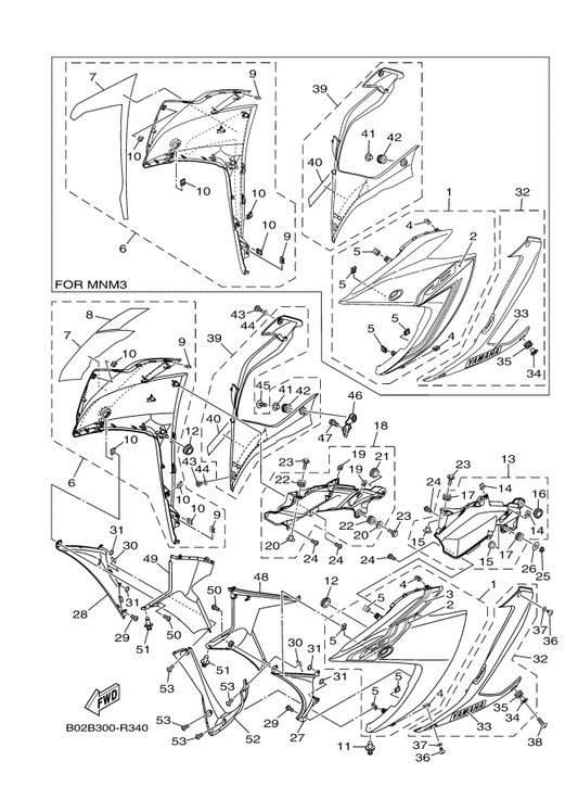 Yamaha 1WD-F8399-60 . Graphic 6 — shown on the Cowling 1 parts diagram