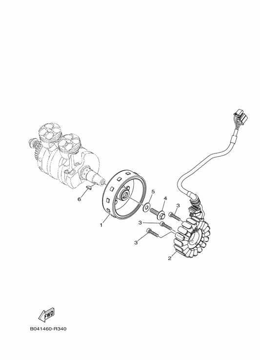 Yamaha 1WD-H1450-00 Rotor Assy — shown on the Generator parts diagram