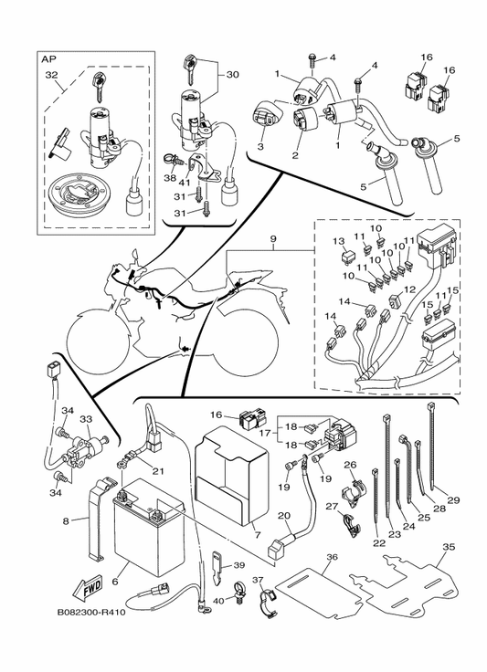 Yamaha 4B4-H1980-00 . Diode Assy — shown on the Electrical 1 parts diagram