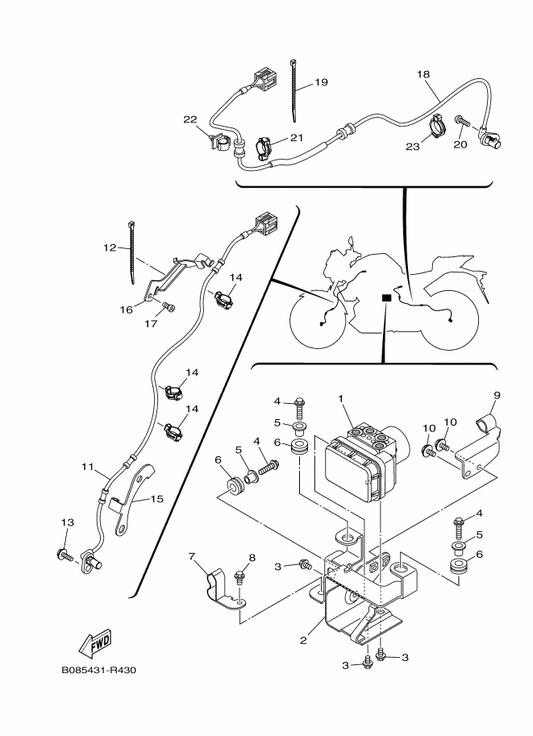Yamaha 2WD-F3319-00 Holder, Cable 2 — shown on the Electrical 3 parts diagram