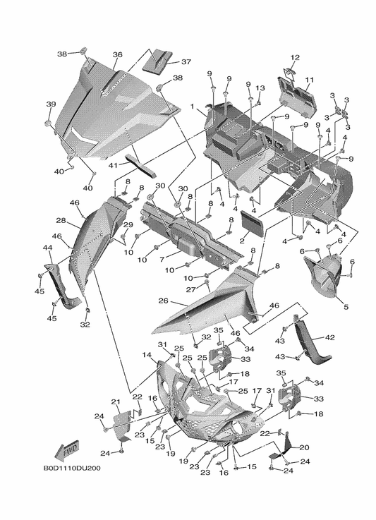 Yamaha BG4-K8186-01 Extension, Front Fender 2 — shown on the Front Fender parts diagram