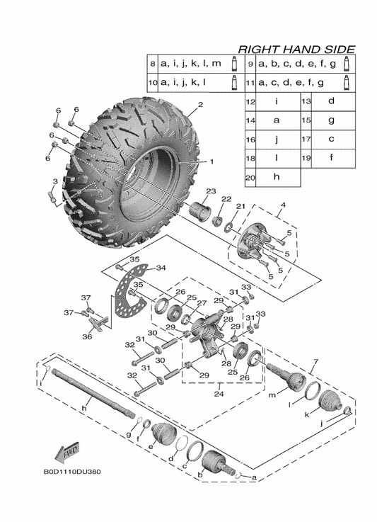 Yamaha 1XD-F532F-21 Rear Knuckle Assy.,2 — shown on the Rear Wheel 2 parts diagram