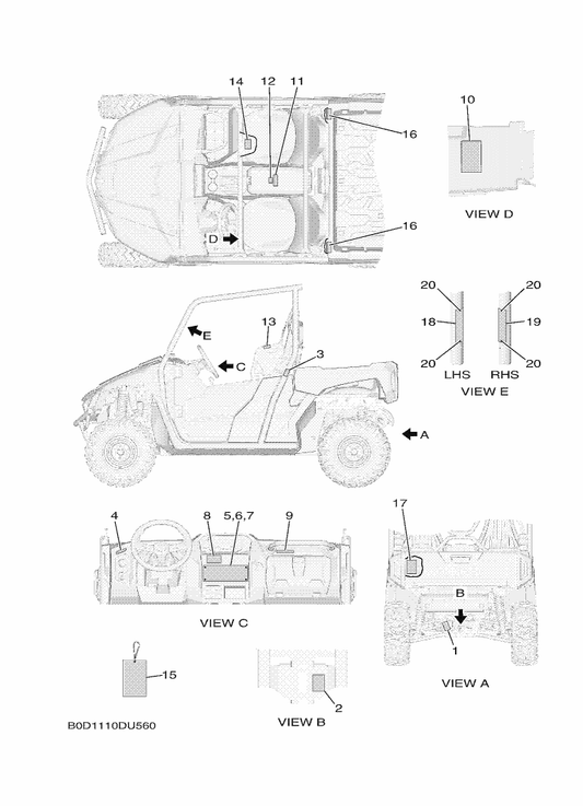 Yamaha B8K-F819R-00 Tag, Warning — shown on the Emblem & Label 1 parts diagram