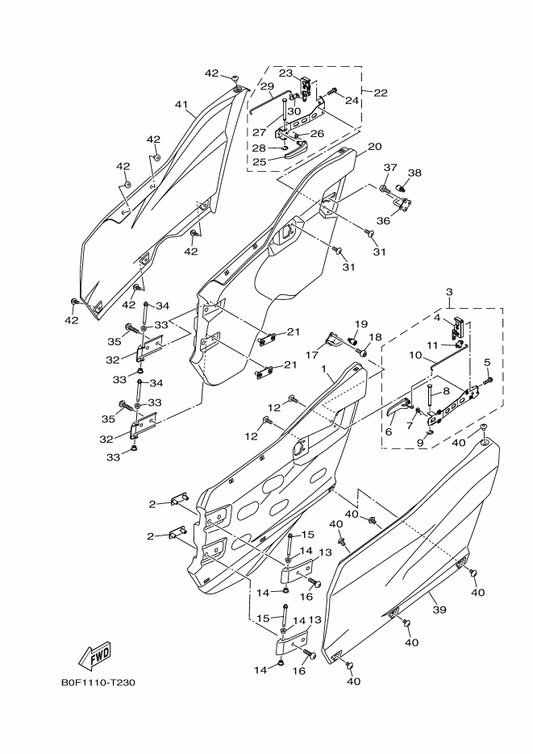 Yamaha 2HC-F17E0-50 Side Cover Comp. 1 — shown on the Side Cover 3 parts diagram