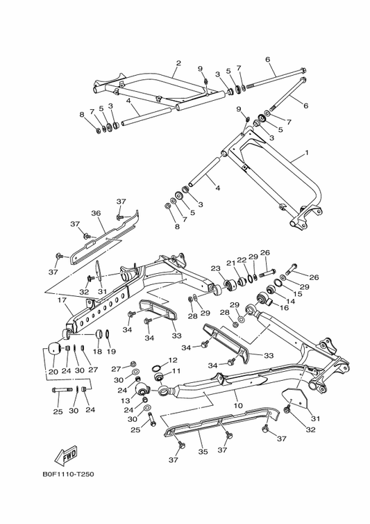 Yamaha 2HC-F2105-20 Rr. Upr. Arm Comp. 2 — shown on the Rear Arm parts diagram