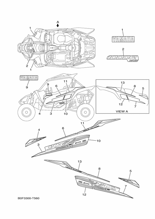 Yamaha B0F-F1787-00 Emblem 7 — shown on the Graphics parts diagram