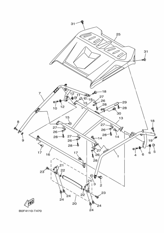 Yamaha 2HC-K8366-01 Clamp, Support — shown on the Guard 2 parts diagram