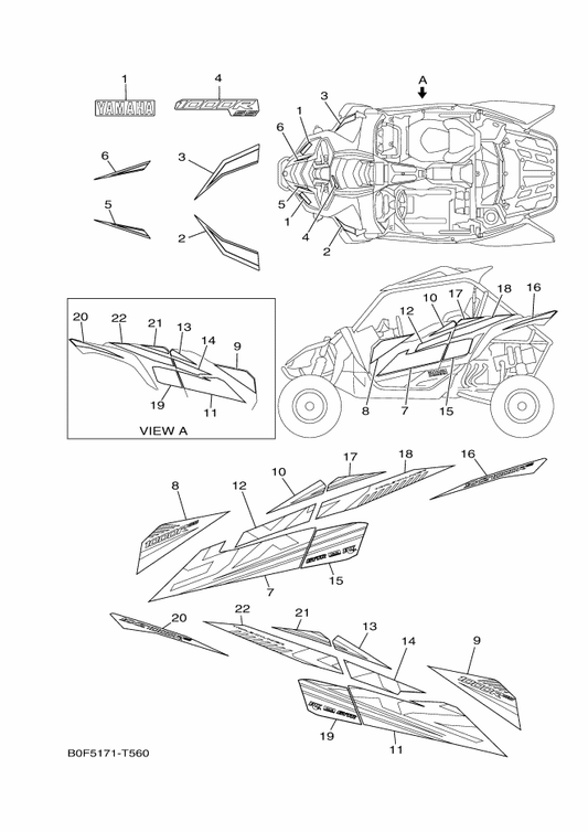 Yamaha 2HC-F1785-60 Emblem 5 — shown on the Graphics parts diagram
