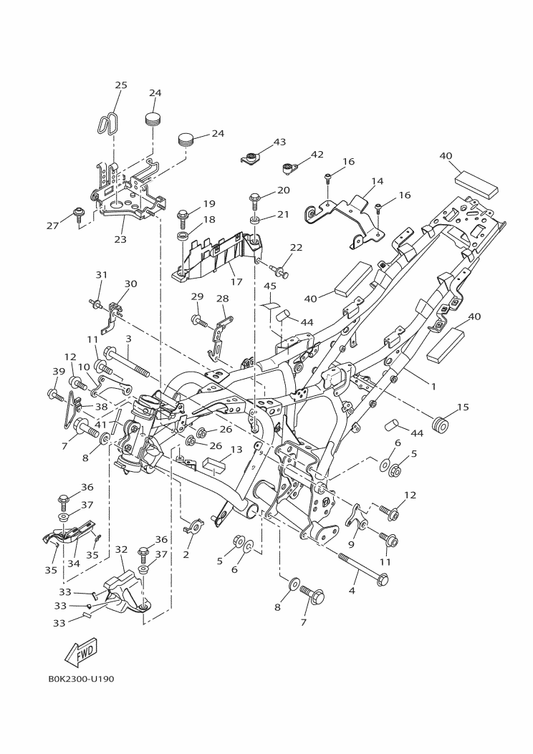 Yamaha 90520-20X02 . Damper, Plate — shown on the Frame parts diagram
