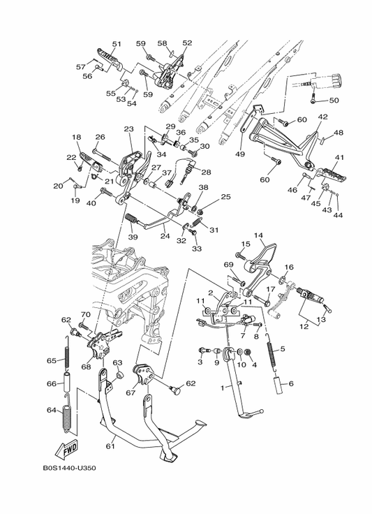 Yamaha 1RC-27442-00 Bracket 2 — shown on the Stand & Footrest parts diagram