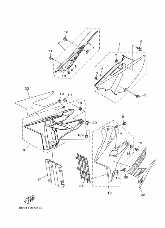 Yamaha B9U-2173F-00 Graphic 2 — shown on the Side Cover parts diagram